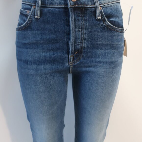 NWT Womens MOTHER Blue The Scrapper Cuff Ankle Fray Smash Banjo's Denim Jeans 24 - Picture 8 of 13